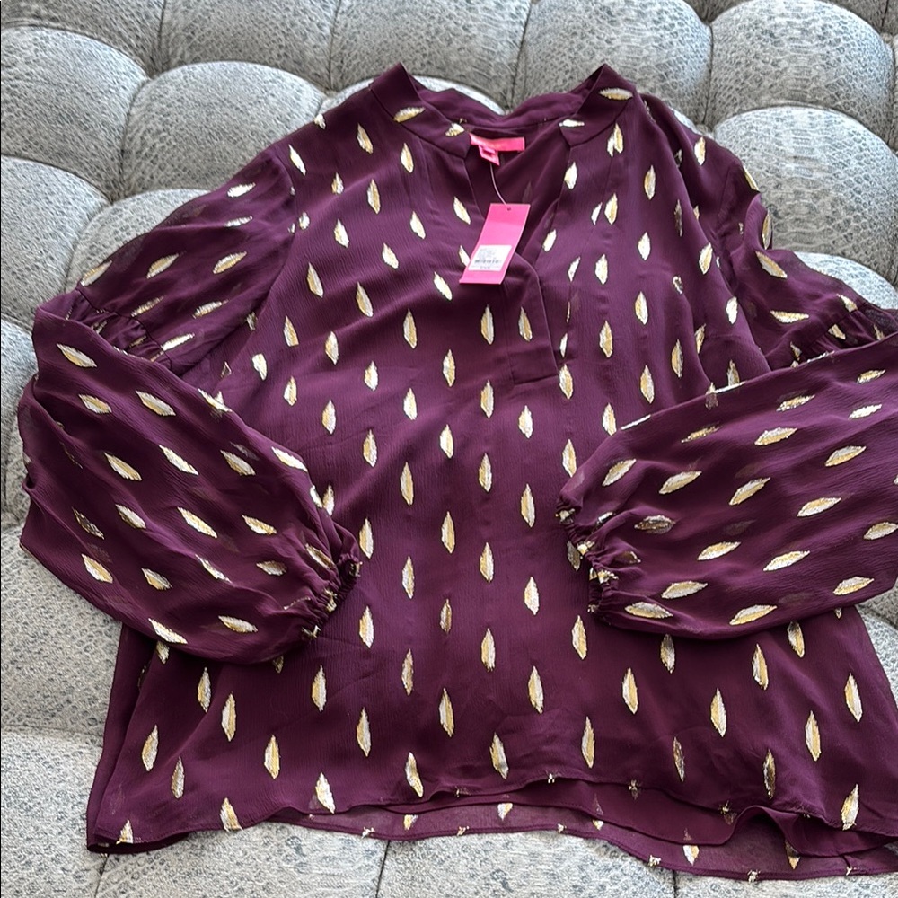 NWT Lilly Pulitzer Shea Silk Blouse Sz XL